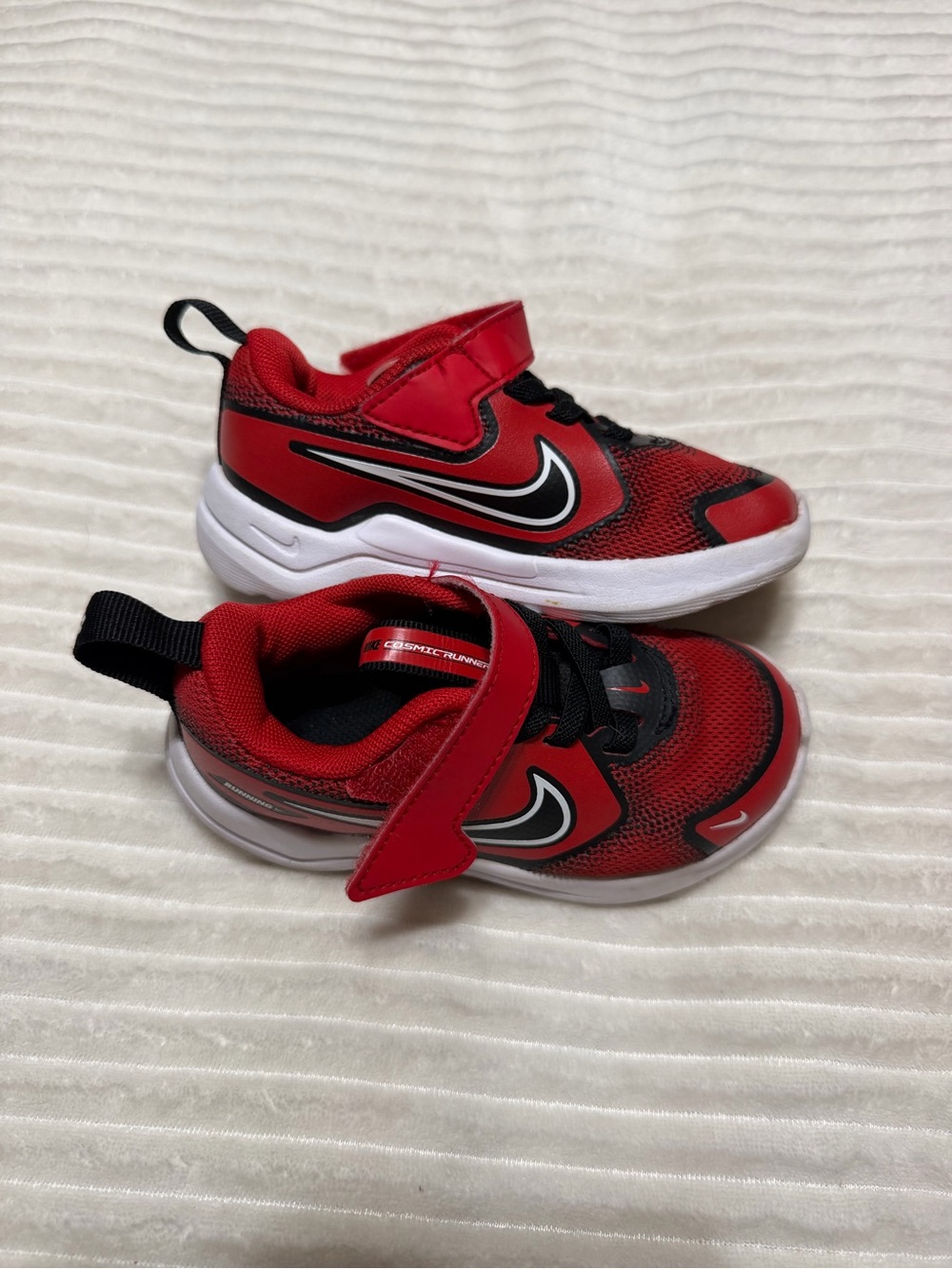 Nike Red and Black Kids Velcro Athletic Sneakers